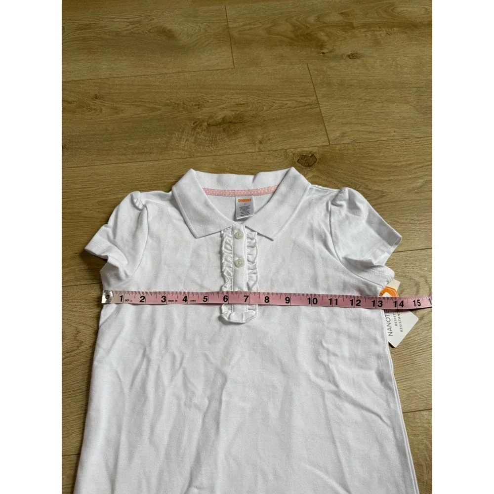 NWT Girls Kid Gymboree playproof uniforms nanotex short sleeve polo white size 7